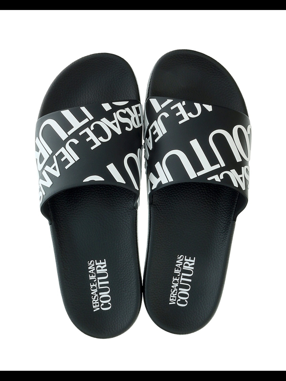 Nwt Versace Jeans Collection Black and White Logo Slide Sandals